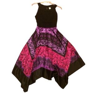 Asymmetrical Black and Purple Dress